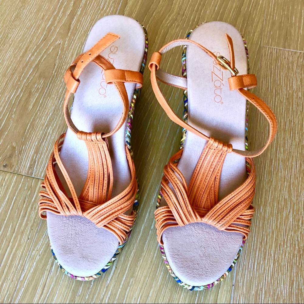 Orange chunky heel sandals